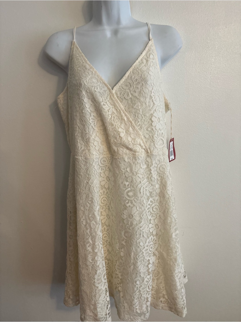 Mossimo Romantic Lace Slip Dress - Cream V-Neck Spaghetti Strap
